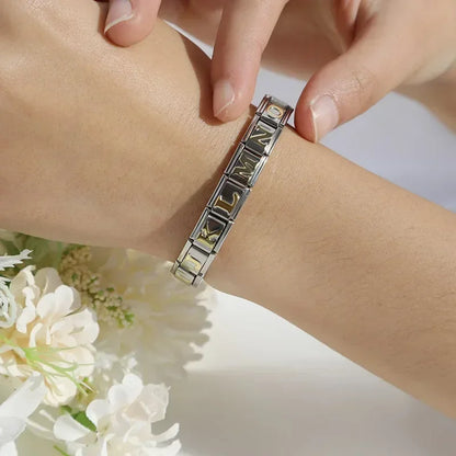 Silver Background Gold Letter Charms