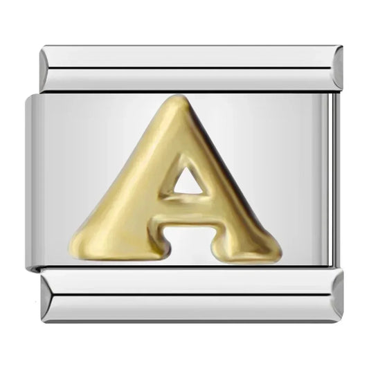Silver Background Gold Letter Charms