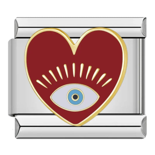 Breloque Coeur Bordeau avec Yeux