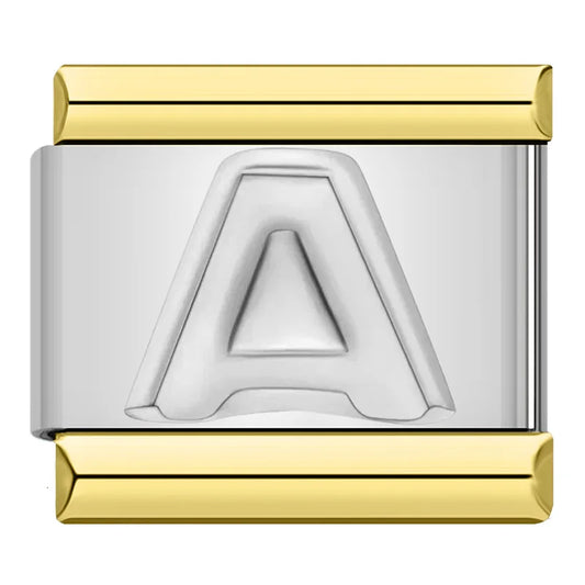 Silver Letter Gold Edge Charm