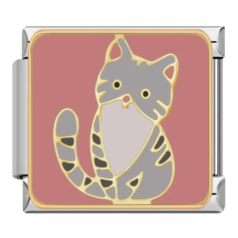 Grey Tabby Cat Charm