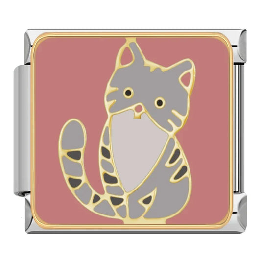 Grey Tabby Cat Charm