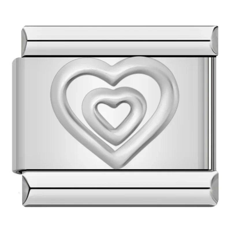 Two Silver Hearts Charm