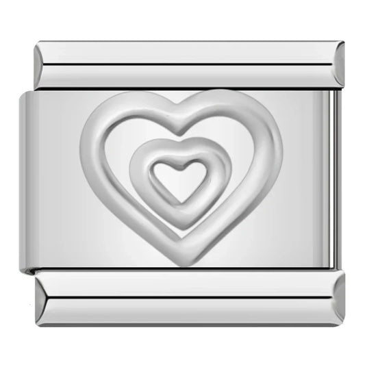 Two Silver Hearts Charm