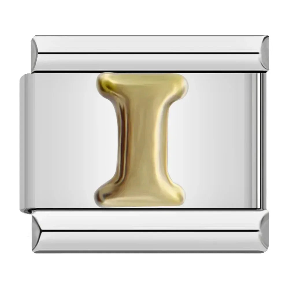 Silver Background Gold Letter Charms