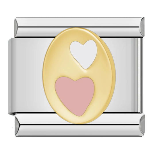 White & Pink Hearts Charm