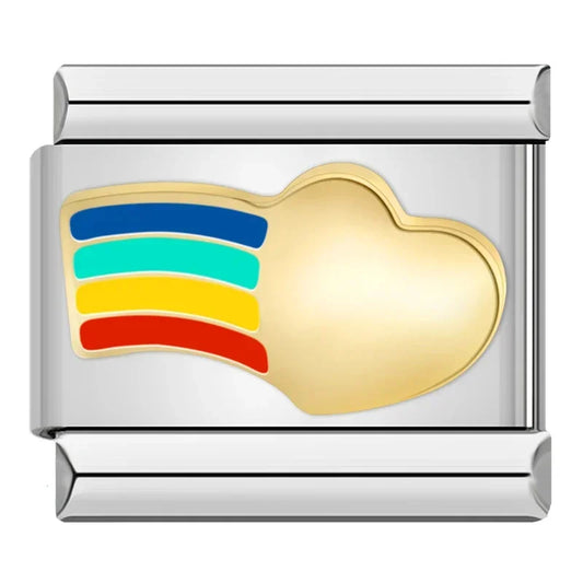 Charm Cœur Arc-en-ciel Doré
