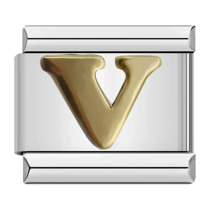 Silver Background Gold Letter Charms