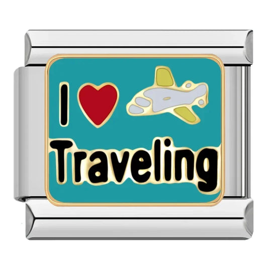 I Love Traveling Blue Charm
