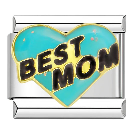 Breloque "Meilleure Maman Cœur Bleu"