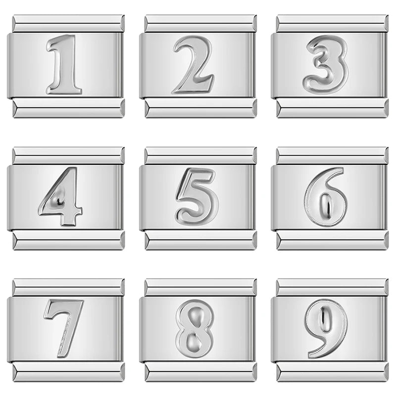 Silver Number Charms