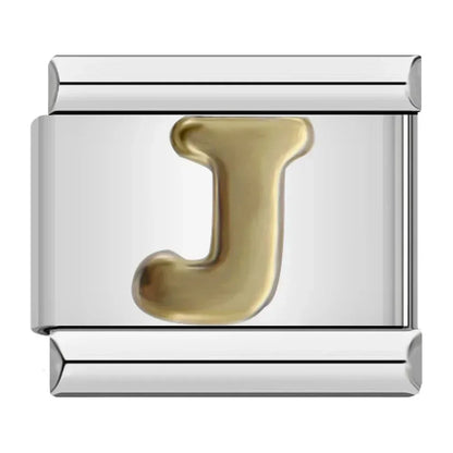 Silver Background Gold Letter Charms