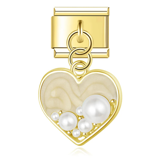 Tan Pearl Heart Pendant Charm