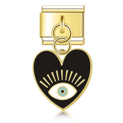 Black Eye Heart Pendant Charm