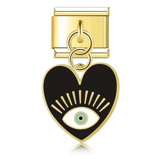 Black Eye Heart Pendant Charm