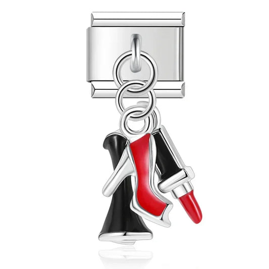 Lipstick Heels Dress Pendant Charm