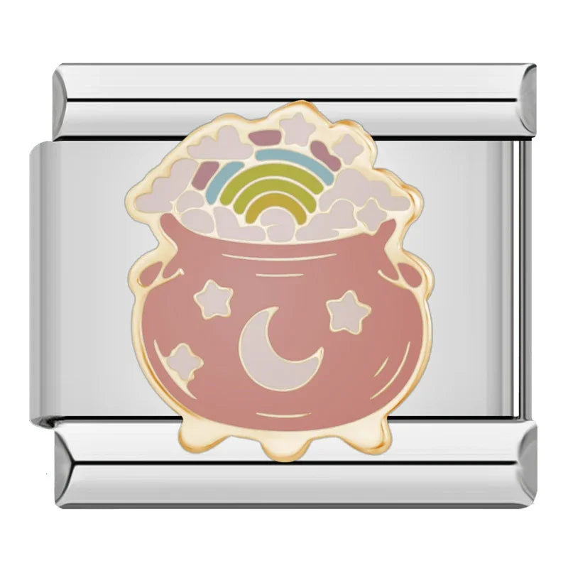 Pink Pot of Rainbows Charm
