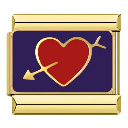 Red Heart Gold Arrow Charm