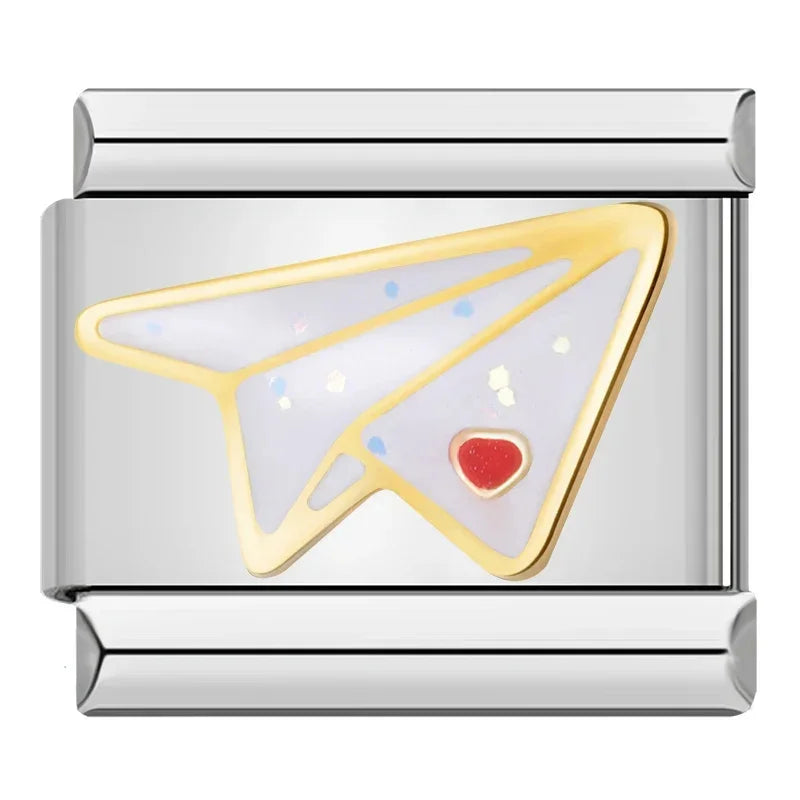 Glitter Paper Airplane Charm