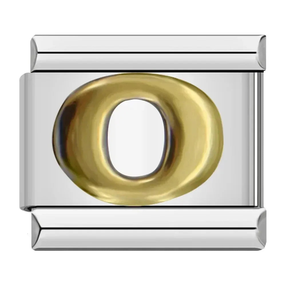 Silver Background Gold Letter Charms