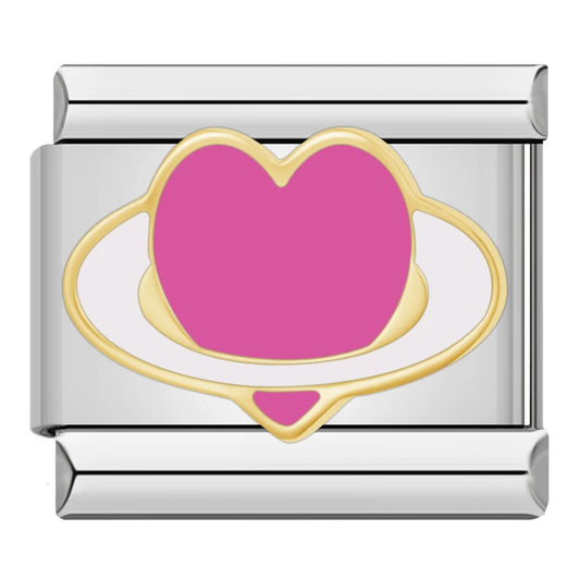 Cœur rose avec breloque anneau