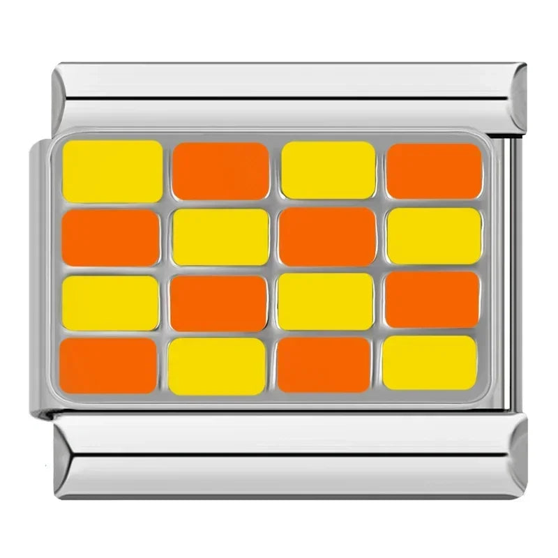 Yellow and Orange Checkered Charm