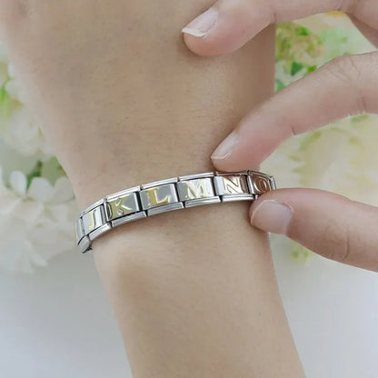 Silver Background Gold Letter Charms